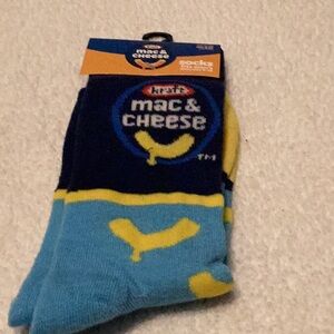 Blue and Yellow Casual Socks with Kraft Macaroni & Cheese Design